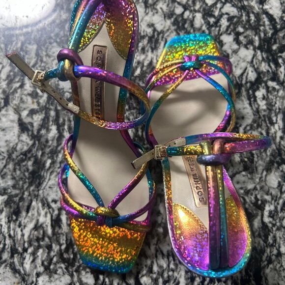 Sophia Webster Multicolored Flamingo Heel Shoes in Size 38 - Picture 1 of 7